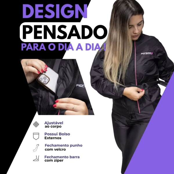 Capa De Chuva Em Nylon Moto Motoqueiro Impermeável Pioneira - Feminino