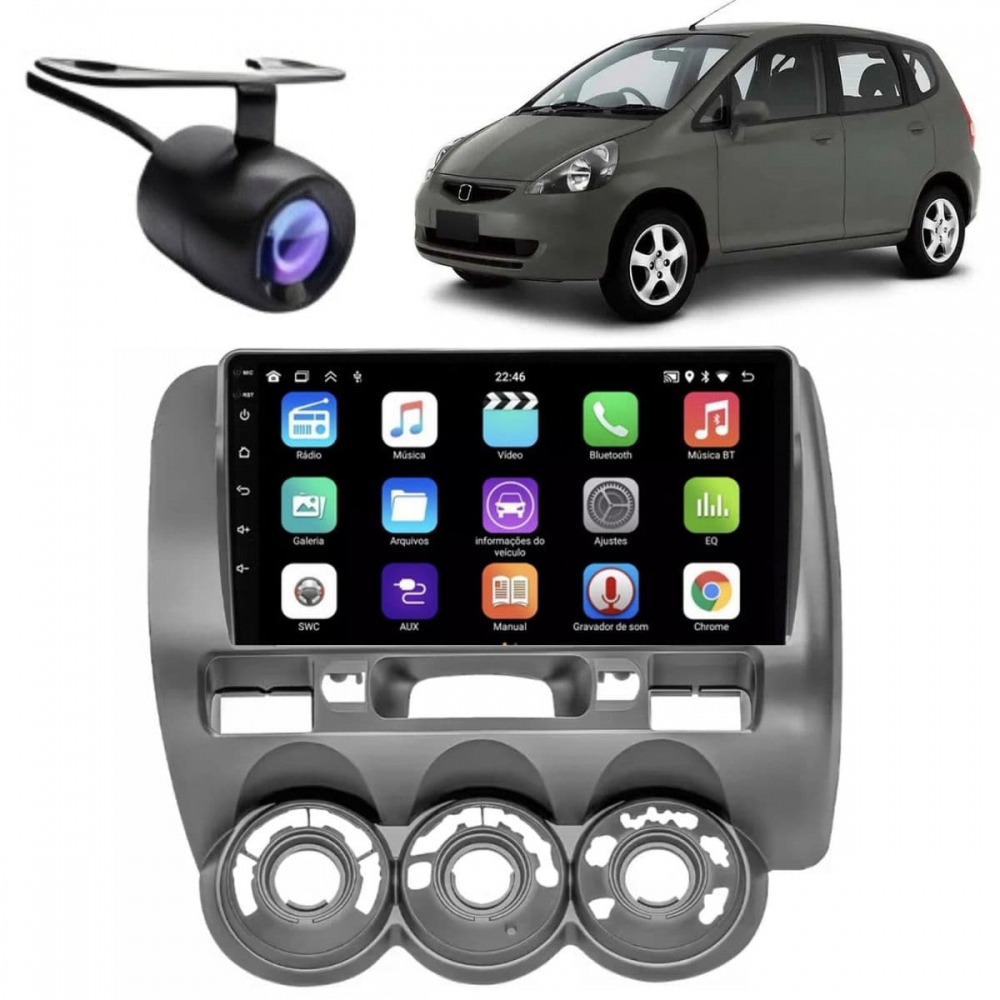 Central Multimídia Android 2 Din Honda Fit Antigo Moldura 9