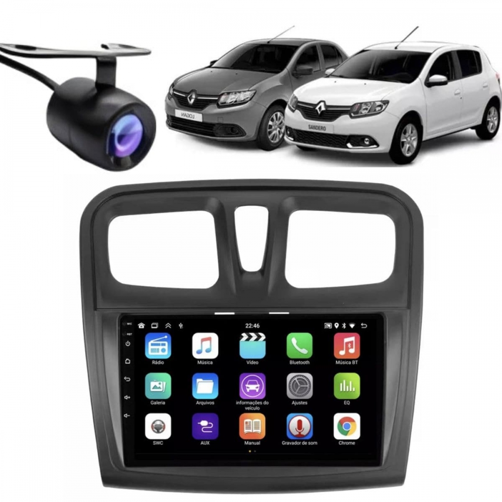 Central Multimídia Android 2 Din Renault Logan Moldura 9