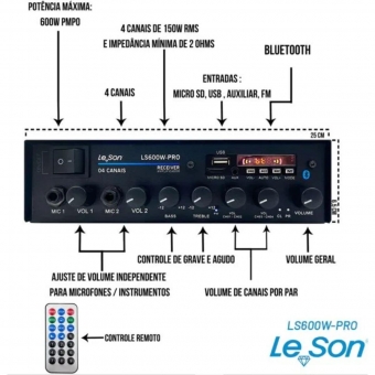 Kit Amplificador 600w Pro Som Ambiente + 2 Caixas Parede Branca