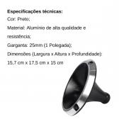 Kit 6 Corneta Cone Curto Rosca Bocal Alumínio Preta 14-25 Som