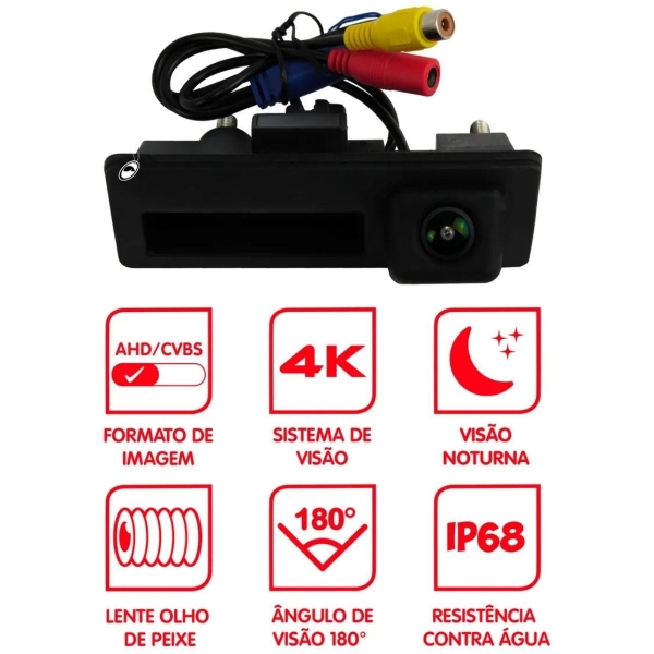 Kit Câmera De Ré C/ Maçaneta Incorporada Para Vw T-cross Jr8
