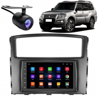 Central Multimidia Android Auto Mitsubishi Pajero Moldura + Câm Preto