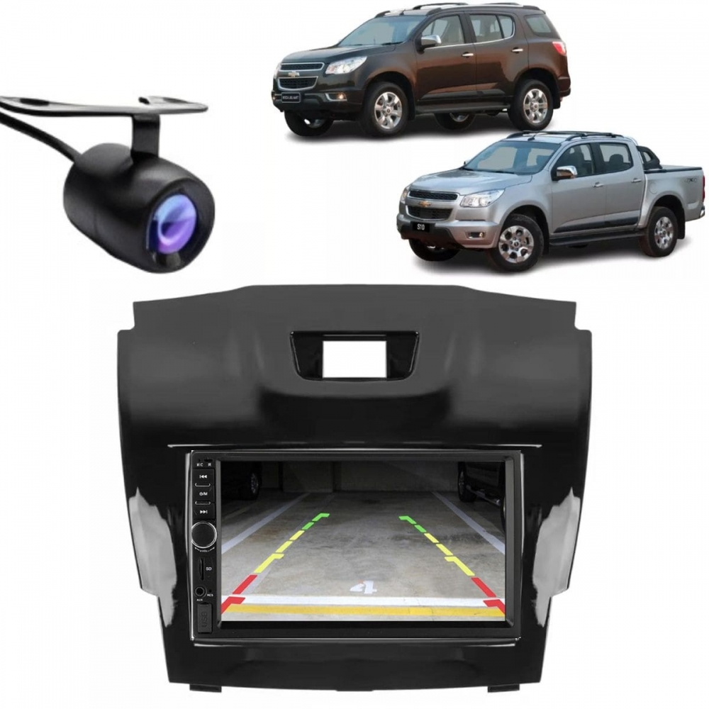 Central Multimídia 2 Din Mp5 GM S10 Câmera Moldura BP