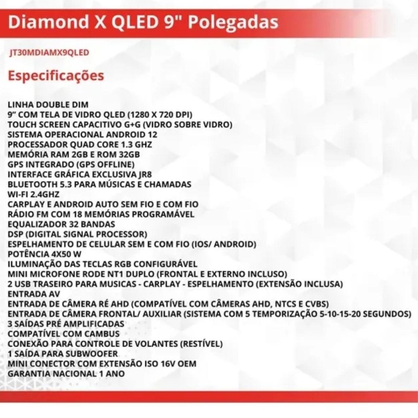 Multimídia Carplay Android 9p Quadcore Diamond X Creta 2026