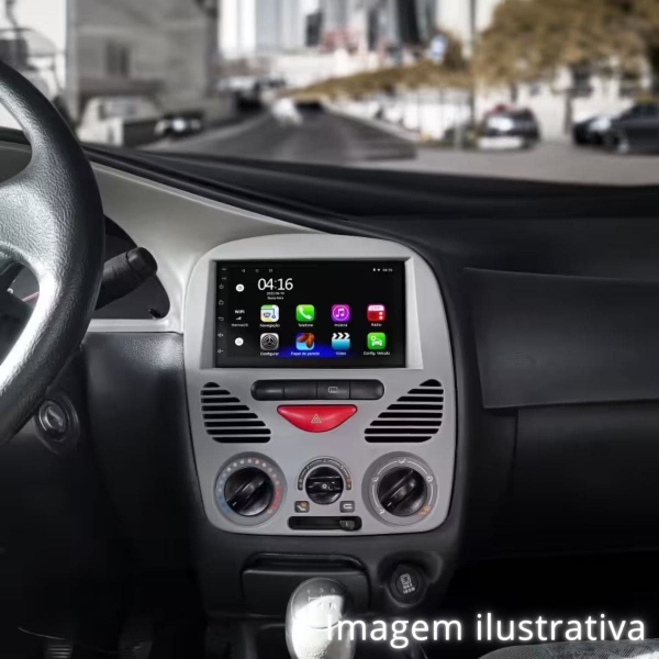 Central Multimidia Android Auto Weekend G2 Moldura + Câm Cinza
