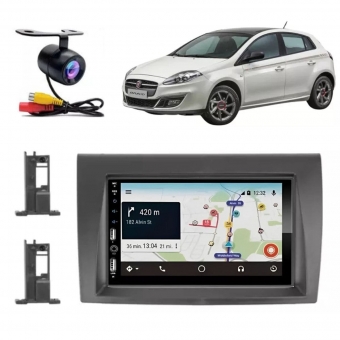 Central Multimídia Carplay Android Fiat Bravo Moldura + Câmera Preto