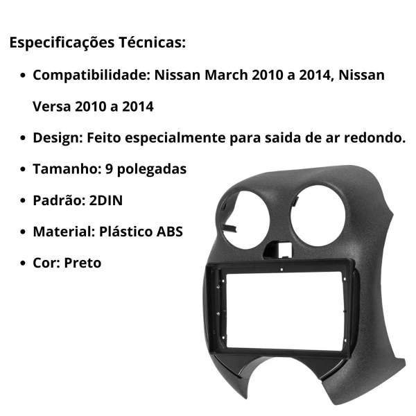 Multimídia Android Carplay 9p 2+32Gb Quadcore Versa Bt Gps