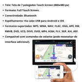 Central Multimídia 2 Din Mp5 Fiat Uno Câmera Moldura Tela PT Fosco