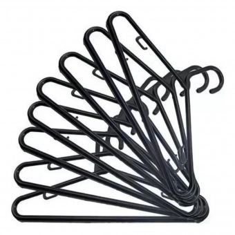 Kit 100 Cabides Preto 8mm Adulto Reforçado Para Roupas