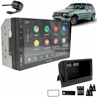 Central Multimídia 2 Din Mp5 Fiorino Câmera Moldura Tela
