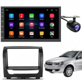 Central Multimidia Android Auto Fiat Siena Moldura + Câm Preto