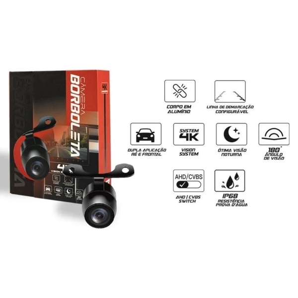 Kit Câmera Ré Automotiva Borboleta 4k Full Hd Visão Noturna