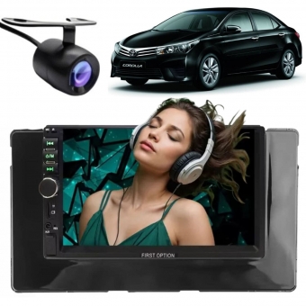 Central Multimídia 2 Din Mp5 Toyota Corolla Câmera Moldura BP