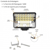 Farol De Milha Retangular Led 144w Automotivo Briwax FF-F1144W