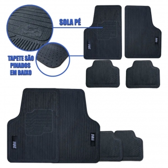Tapete Universal Para Linha Fiat Emborrachado Carro 4 Peças