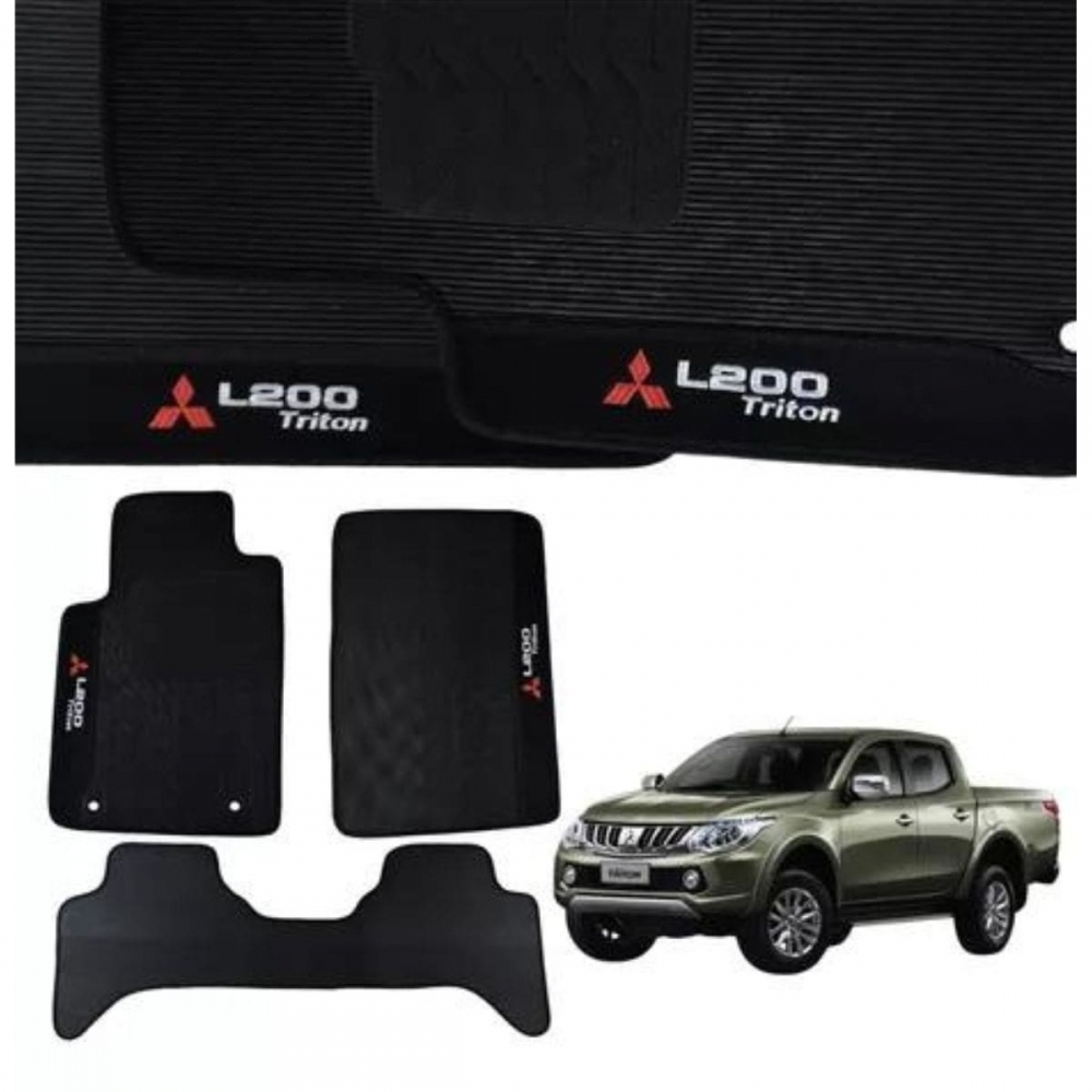 Tapete De Borracha Mitsubishi L200 Triton 2005 Em Diante 3 Peças