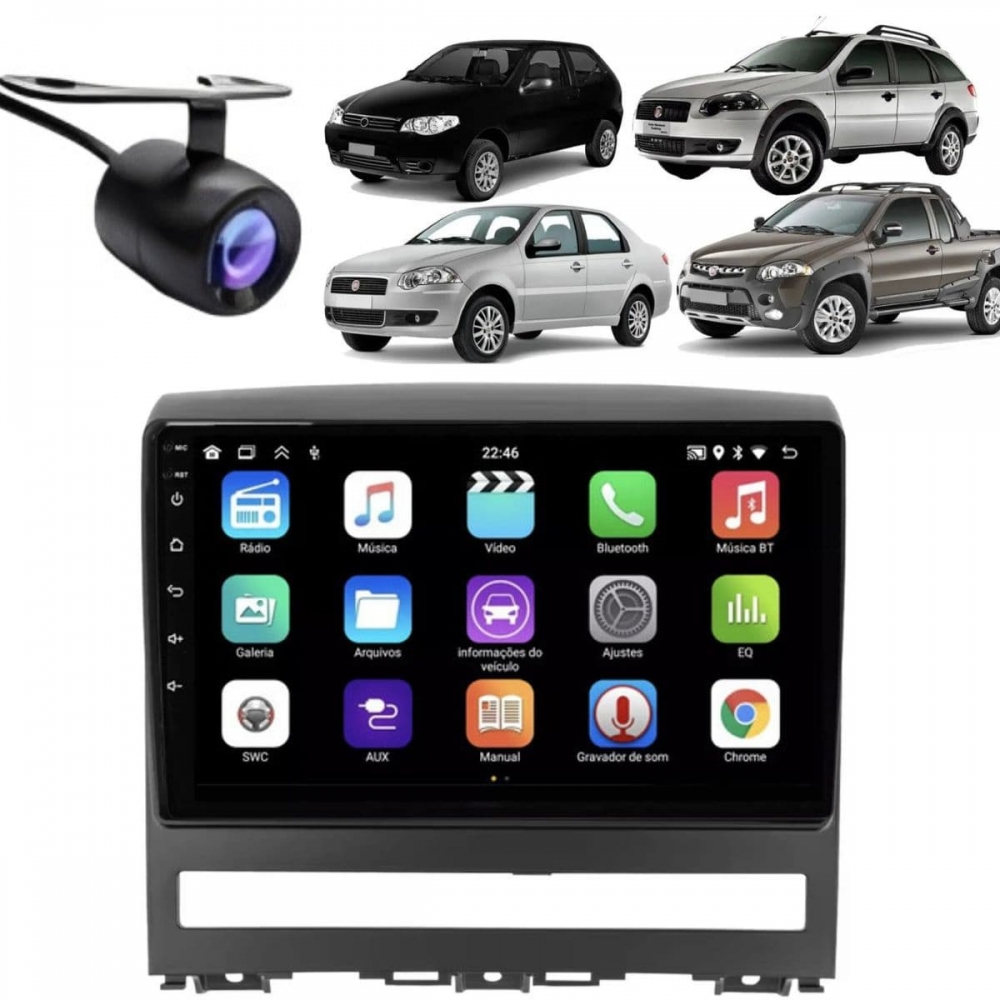 Central Multimídia Android 2 Din Fiat Weekend Moldura 9