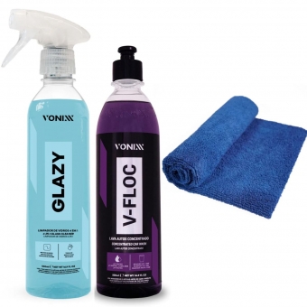 Limpa Vidros Glazy Evita Riscos + Shampoo V-floc Vonixx