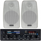 Kit Par Caixa Som Ambiente Resistente a Água 140w + Receiver