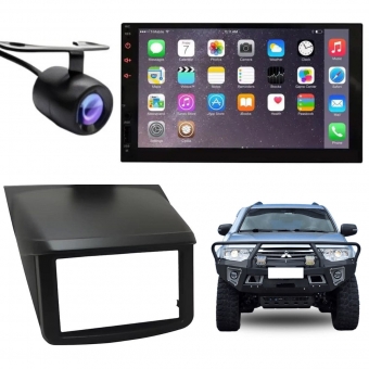 Central Multimídia 2 Din Mp5 Mitsubishi Triton Câmera Moldura Tela PT Fosco