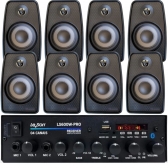 Kit Amplificador 600w Pro Som Ambiente + 8 Caixas Parede Preto