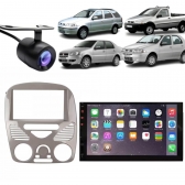 Central Multimídia Mp5 Fiat Siena G3 Câmera Moldura Tela Cinza Brilhante