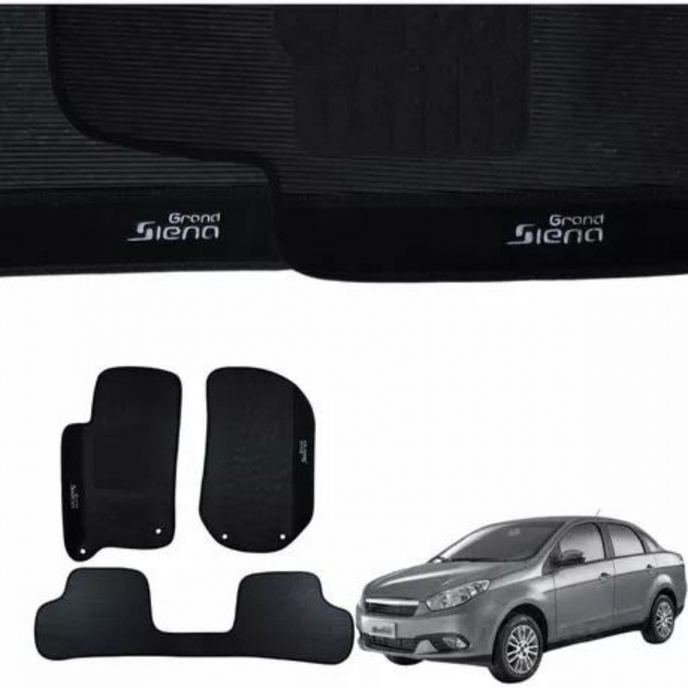 Kit Tapete Emborrachado Grand Siena 2012 Até 2021 3 Peças