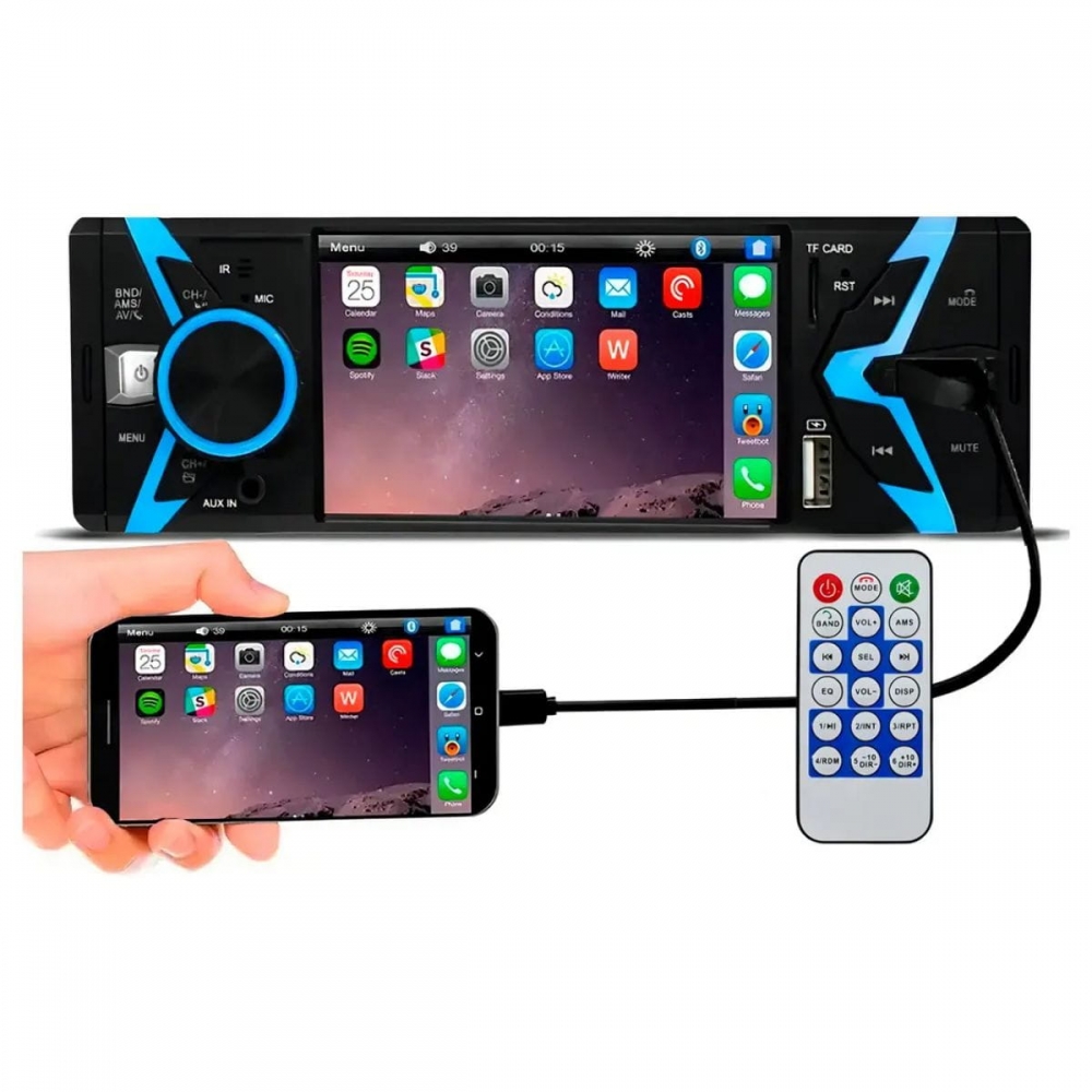 Rádio MP5 Viper 1din Tela Touch Espelhamento Bluetooth FP