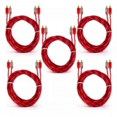5 Cabos Rca Som Automotivo Cristal Matte 1m Injetado 4mm