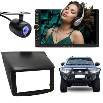 Central Multimídia 2 Din Mp5 Mitsubishi Triton Câmera Moldura