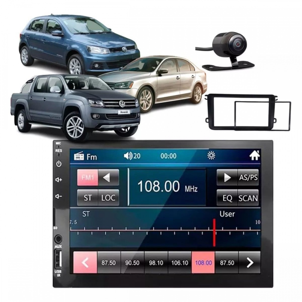 Central Multimídia Amarok 2015/21 Câmera Ré Bluetooth Tela