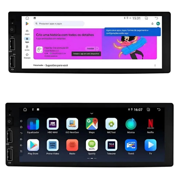Multimídia Smart 6.86 Sync 1din Android 12 Bluetooth + Cam