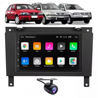 Central Multimidia Android Auto Parati G3 Moldura + Câm Preto