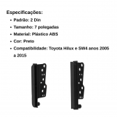 Central Multimídia 2 Din Mp5 Toyota Hilux SW4 Câmera Moldura Tela