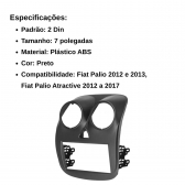 Central Multimidia Android Auto Palio Atractive Moldura + Câm Preto
