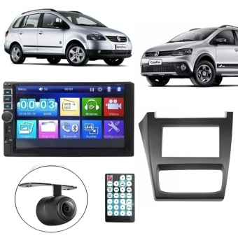 Central Multimídia 2 Din Mp5 Crossfox 2012/13 Câmera Moldura