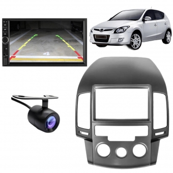 Central Multimídia 2 Din Mp5 Hyundai I30 Câmera Moldura PT