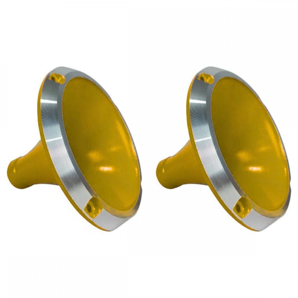 Kit 2 Corneta Cone Curto Rosca Bocal Alumínio Amarelo 14-25 Som