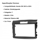 Central Multimídia 2 Din Mp5 Honda CRV Câmera Moldura Tela PT