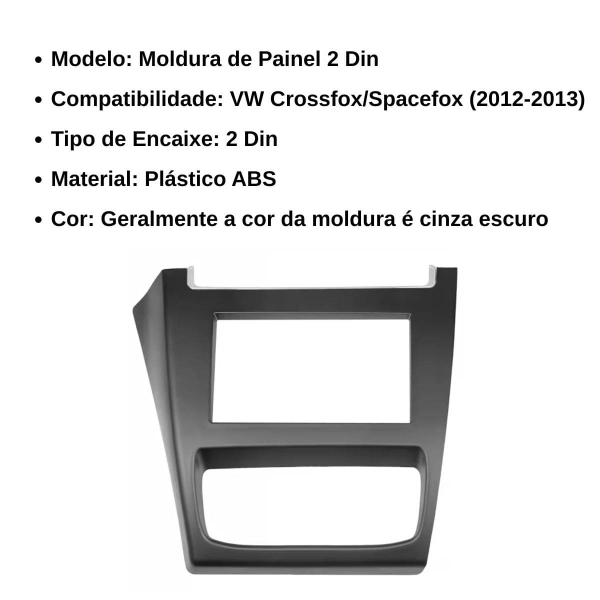 Central Multimídia 2 Din Carplay Android Auto Crossfox 2012/13 Moldura + Câmera
