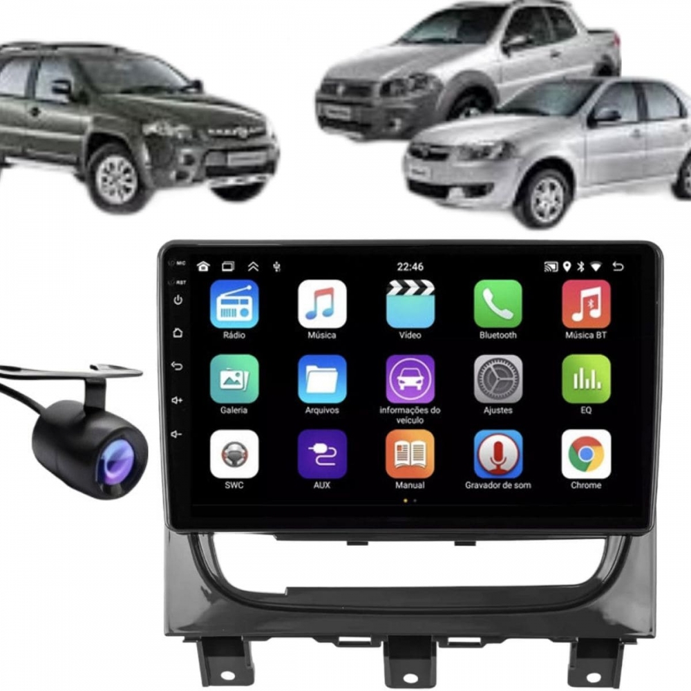 Central Multimídia Android 2 Din Fiat Strada Moldura 9