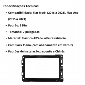 Central Multimídia Carplay Android Fiat Uno Moldura + Câmera BP