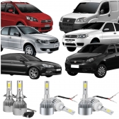 Kit Lâmpadas Led Fiat Renault GM Farol Alto Baixo e Milha