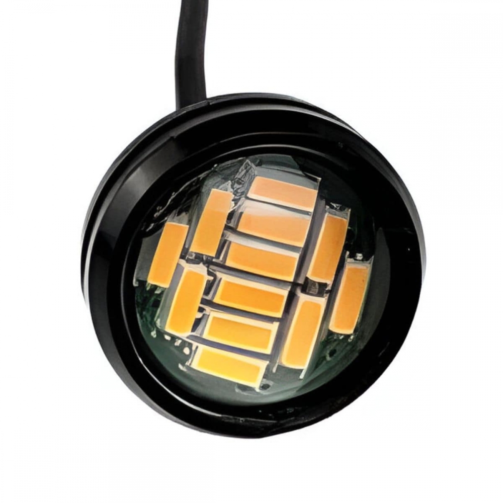 Mini Led 22mm Grade Camionete Luz  Amarelo Ambar Olho Águia