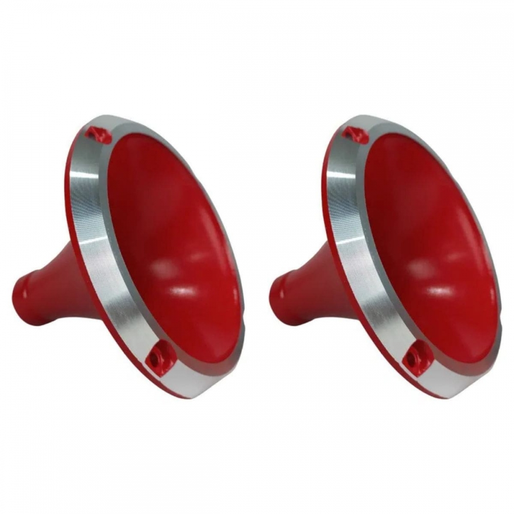 Kit 2 Corneta Cone Curto Rosca Bocal Alumínio Vermelho 14-25 Som