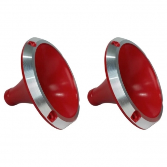 Kit 2 Corneta Cone Curto Rosca Bocal Alumínio Vermelho 14-25 Som