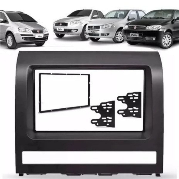 Central Multimídia 2 Din Mp5 Fiat Siena Câmera Moldura Tela Preto