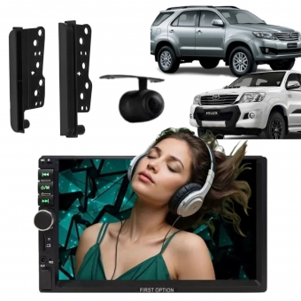 Central Multimídia 2 Din Mp5 Hilux Câmera Moldura