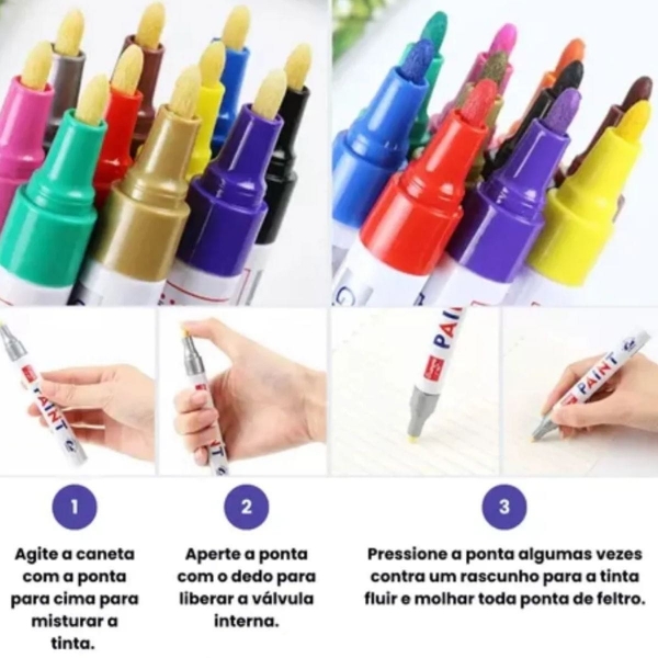 Caneta Tinta Óleo Permanente Prova Dagua Tenis Pneu Tecido - Preto